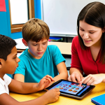 **

A colorful classroom scene depicting students engaged in various learning activities – some using tablets, others working on hands-on projects. The teacher is interacting with a student, providing personalized guidance. The overall atmosphere is positive and encouraging, reflecting a modern, technology-integrated learning environment. Focus on visual learners, auditory learners and kinesthetic learners.

**